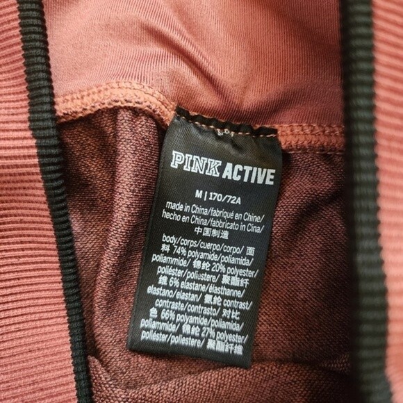 PINK Active Orange Seamless High Rise Athletic Leggings Size M Black Contrast - Picture 6 of 7